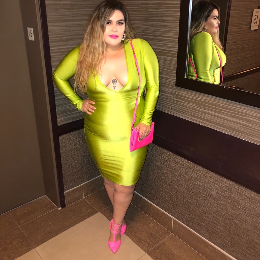 Neon green dress/ FashionNova